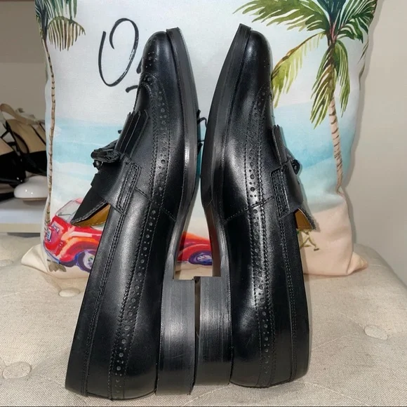 ASOS NWOB! Fringe/Tassel Dress Loafers In Black Polished Leather Shoes - Picture 8 of 12